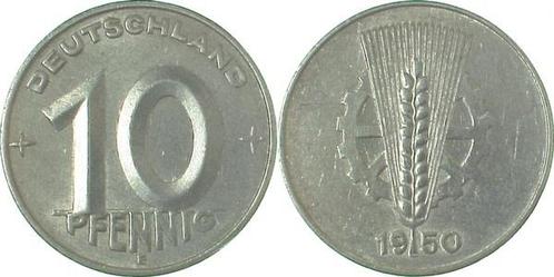 1950e Duitsland 10 Pfennig Ddr 1950 E J1503 vz aluminium, Postzegels en Munten, Munten | Europa | Niet-Euromunten, Verzenden