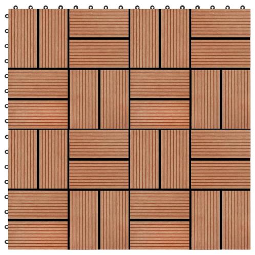 vidaXL Terrastegels 30x30 cm 1 m² HKC teakkleur 11 st, Doe-het-zelf en Verbouw, Vloerdelen en Plavuizen, Nieuw, Verzenden