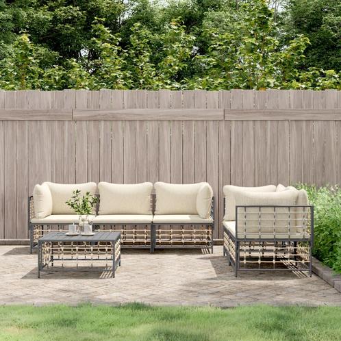 vidaXL 6-delige Loungeset met kussens poly rattan, Tuin en Terras, Tuinsets en Loungesets, Loungeset, Nieuw, Rotan, Verzenden