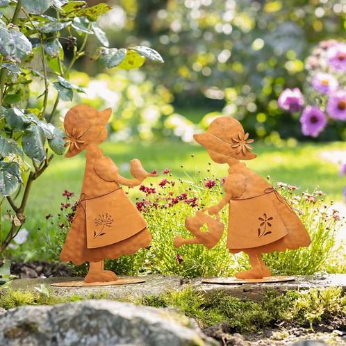 Set van 2 Roestkleurige Tuindecoraties – Nostalgische, Tuin en Terras, Tuinwanddecoratie, Verzenden