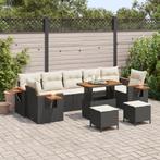 vidaXL 3-delige Tuinset met kussens poly rattan acaciahout, Verzenden, Nieuw, Rotan, Tuinset