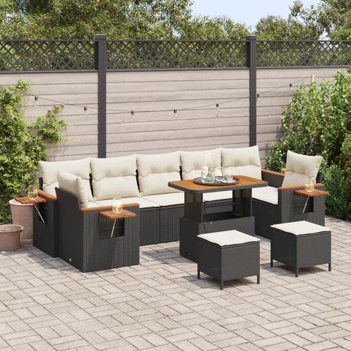 vidaXL 3-delige Tuinset met kussens poly rattan acaciahout, Tuin en Terras, Tuinsets en Loungesets, Tuinset, Nieuw, Rotan, Verzenden