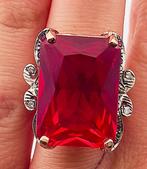 Zonder Minimumprijs - Ring - 9 kt. Roségoud, Zilver Robijn -, Nieuw