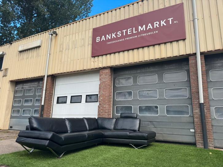 Hoekbank NATUZZI Releve bankstel  design zwart leer, Huis en Inrichting, Banken | Bankstellen, Hoekbank, Zo goed als nieuw, Hout