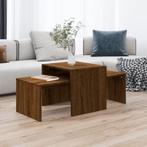 vidaXL Salontafelset 100x48x40 cm bewerkt hout bruin, Minder dan 50 cm, 100 tot 150 cm, Verzenden, Nieuw