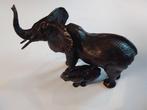 Beeld, Elephant and her baby - 15 cm - Brons, Antiek en Kunst