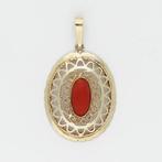 Hanger - 14 karaat Geel goud - Bloedkoraal, Sieraden, Tassen en Uiterlijk