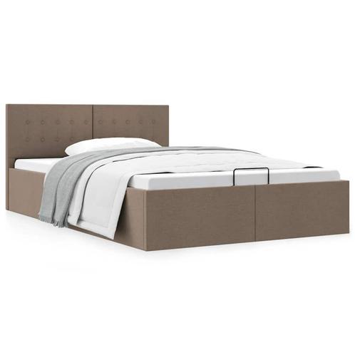 vidaXL Bedframe met hydraulische opslag stof taupe 120x200, Huis en Inrichting, Slaapkamer | Bedden, 120 cm, 200 cm, Twijfelaar