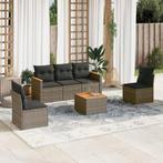 vidaXL 6-delige Loungeset met kussens poly rattan grijs, Tuin en Terras, Tuinsets en Loungesets, Verzenden, Nieuw, Rotan, Loungeset