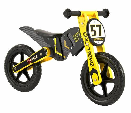 2Cycle Motor  Loopfiets - Hout - GeelLaagste prijs van NL, Kinderen en Baby's, Speelgoed | Buiten | Voertuigen en Loopfietsen