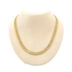 Gouden visgraat schakel collier | 44 cm (visgraat ketting), Sieraden, Tassen en Uiterlijk, Kettingen, Ophalen of Verzenden, Gebruikt