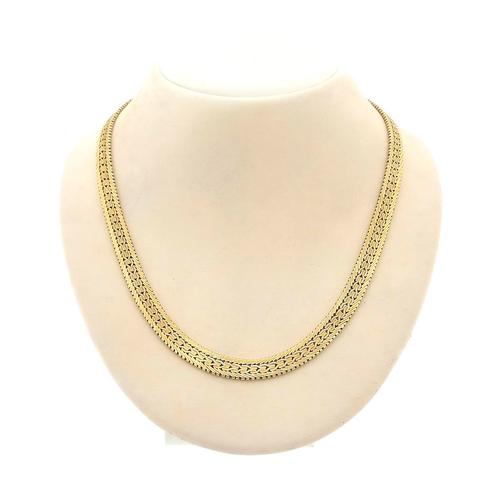 Gouden visgraat schakel collier | 44 cm (visgraat ketting), Sieraden, Tassen en Uiterlijk, Kettingen, Overige kleuren, Gebruikt