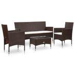 vidaXL 4-delige Loungeset met kussens poly rattan bruin, 4 zitplaatsen, Nieuw, Loungeset, Verzenden