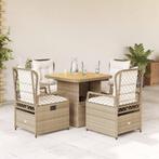 vidaXL 5-delige Tuinset met kussens poly rattan beige, Tuin en Terras, Tuinsets en Loungesets, 4 zitplaatsen, Nieuw, Tuinset, Verzenden