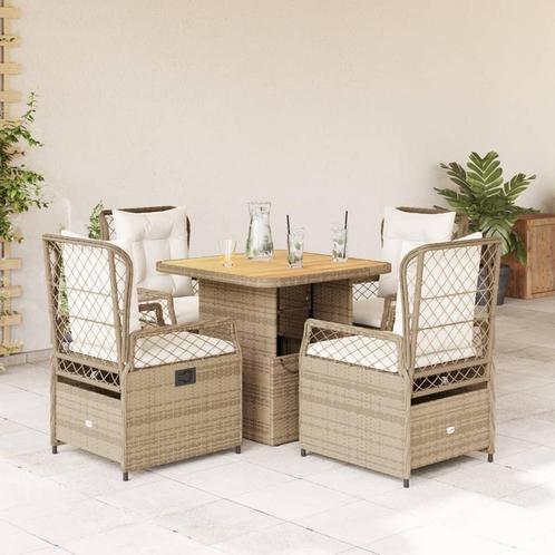vidaXL 5-delige Tuinset met kussens poly rattan beige, Tuin en Terras, Tuinsets en Loungesets, Tuinset, Nieuw, 4 zitplaatsen, Rotan