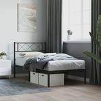 vidaXL Bedframe met hoofdbord metaal zwart 90x190 cm, Huis en Inrichting, 90 cm, Eenpersoons, Verzenden, Zwart
