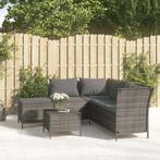 vidaXL 4-delige Loungeset met kussens poly rattan grijs, Tuin en Terras, 5 zitplaatsen, Nieuw, Loungeset, Verzenden