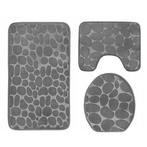 Antislip Badkamermatten Set 3-Delig – Grijze 3D Stone Look, Ophalen of Verzenden, Nieuw