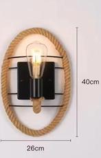 Retro Industriële Wandlamp – IJzer en Henneptouw Design, Huis en Inrichting, Lampen | Wandlampen, Verzenden, Nieuw