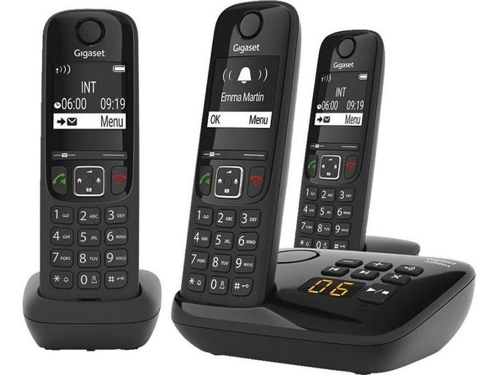 Gigaset AS690AR - DECT telefoon - 3 stuks - zwart, Telecommunicatie, Vaste telefoons | Handsets en Draadloos, Zo goed als nieuw