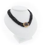 Antieke granaat kralen collier met gouden sier slot | 39 cm, Sieraden, Tassen en Uiterlijk, Kettingen, Gebruikt, Overige kleuren