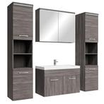 Badkamermeubel Set Paso XL 80 x 40 cm Grijs Eiken, Huis en Inrichting, Badkamer | Badkamermeubels, Verzenden, Nieuw, Wastafelkast