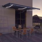 vidaXL Luifel met windsensor en LED 600x300 cm blauw en wit, Tuin en Terras, Verzenden, Nieuw