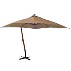vidaXL Zweefparasol met paal 3x3 m massief vurenhout taupe, Tuin en Terras, Parasols, Verzenden, Nieuw, 3 tot 4 meter, Zweefparasol