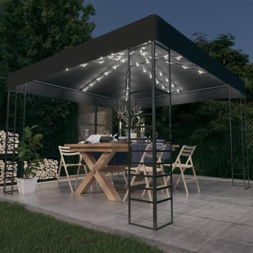 vidaXL Tuinpaviljoen met LED-lichtslinger 3x3 m, Tuin en Terras, Partytenten, Nieuw, Verzenden