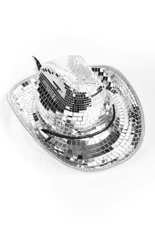 Cowboyhoed Spiegeltjes Zilver Disco Hoed Spiegelbol Discobol, Hobby en Vrije tijd, Feestartikelen, Carnaval, Feestartikel, Nieuw