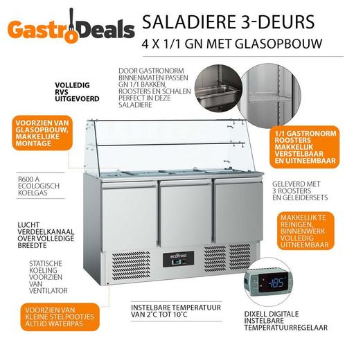 Ecofrost Saladiere 3-deurs met glasopbouw, Zakelijke goederen, Horeca | Overige, Verzenden