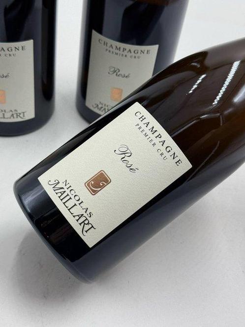 Nicolas Maillart, Rosé - Champagne 1er Cru - 3 Fles (0,75, Verzamelen, Wijnen