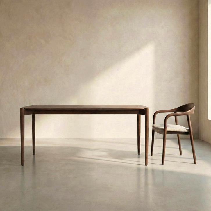 *WOONWINKEL* Design Eettafel Walnoot 220 X 90 Cm, Huis en Inrichting, Tafels | Eettafels, Nieuw, Verzenden