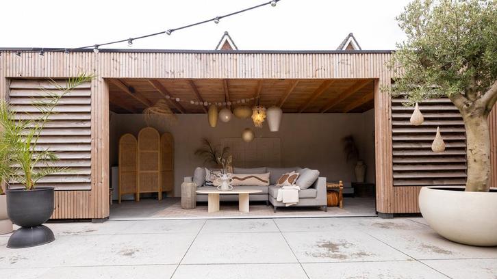 Overkapping met schuur 1200x350cm type Marjolein, Tuin en Terras, Overkappingen, Ophalen of Verzenden