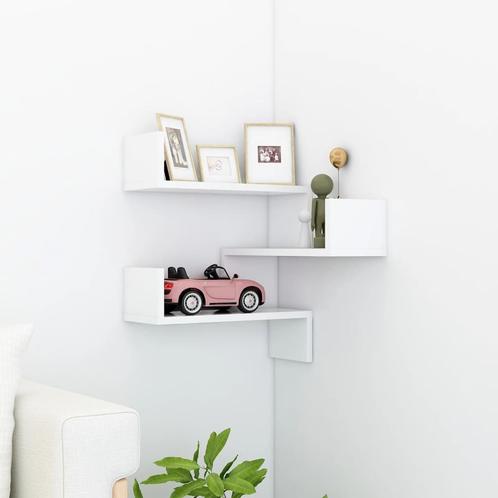 vidaXL Hoekwandschap 40x40x50 cm bewerkt hout wit, Huis en Inrichting, Woonaccessoires | Wandplanken en Boekenplanken, Nieuw, Verzenden