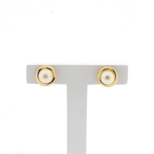 Gouden oorstekers met parel (vintage oorbellen, oorbellen), Sieraden, Tassen en Uiterlijk, Oorbellen, Overige kleuren, Gebruikt