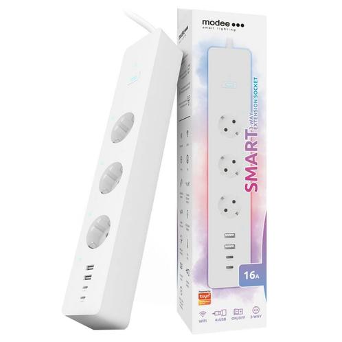 Modee Slimme Stekkerdoos 1,5m - 3 Voudig - 2x USB en 2x USB, Doe-het-zelf en Verbouw, Overige Doe-het-zelf en Verbouw, Nieuw, Verzenden