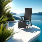 Wicker tuinstoel opklapbaar met aluminium frame en voetsteun, Verzenden, Nieuw