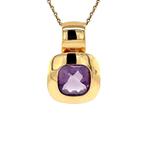 Gouden cliphanger met amethist 18 krt, Sieraden, Tassen en Uiterlijk, Kettinghangers, Verzenden, Zo goed als nieuw, Paars, Goud