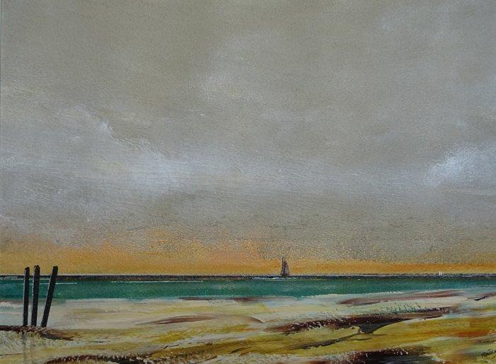 Franklin Meijer (1945) - Waddenzee, Antiek en Kunst, Kunst | Schilderijen | Klassiek