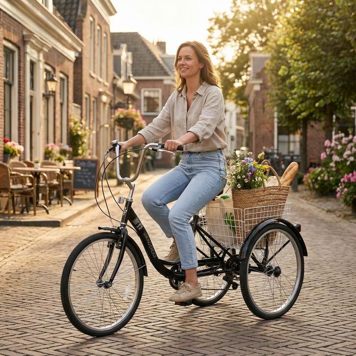 Ouderen Fiets Driewieler | Zwart | 7V | Laatste Stuks!, Fietsen en Brommers, Fietsen | Driewielfietsen, Nieuw, Ophalen of Verzenden