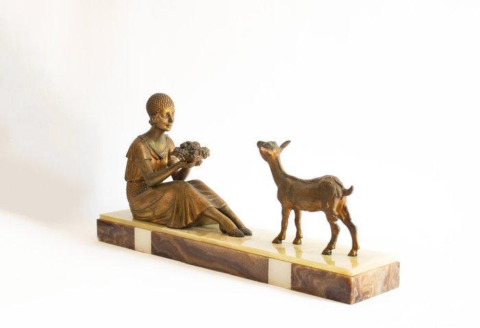 Demetre Chiparus - sculptuur, Femme aux oiseaux - 24 cm -, Antiek en Kunst, Kunst | Designobjecten