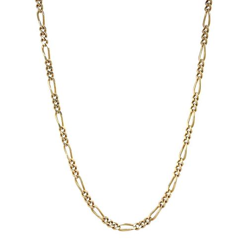 Gouden figaro collier 43 cm 14 karaat, Sieraden, Tassen en Uiterlijk, Kettingen, Goud, Zo goed als nieuw, Goud, Verzenden