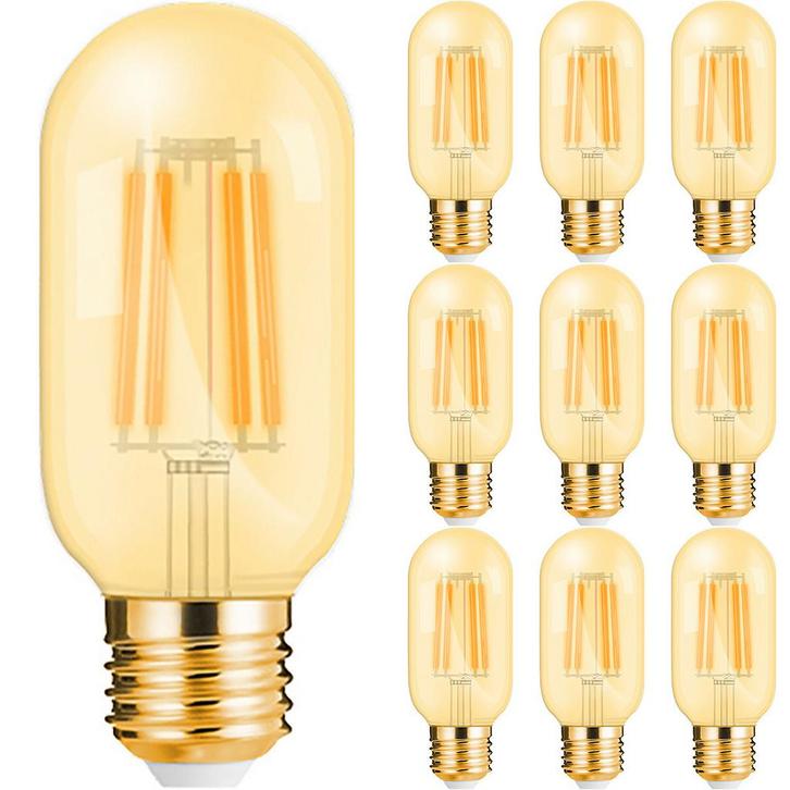 Voordeelpak 10x LED Lamp E27 Buis Filament - Brinton - Amber, Huis en Inrichting, Lampen | Losse lampen, Led-lamp, Nieuw, E27 (groot)