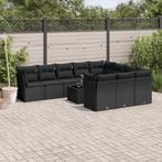 vidaXL 11-delige Loungeset met kussens poly rattan zwart, Verzenden, Nieuw, Rotan, Loungeset