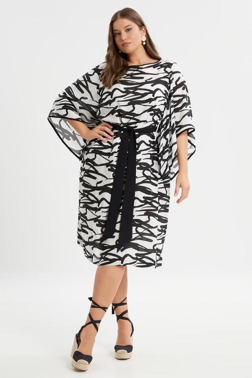Mat Fashion jurk zwart wit print Maat:, Kleding | Dames, Jurken, Overige kleuren, Nieuw, Verzenden