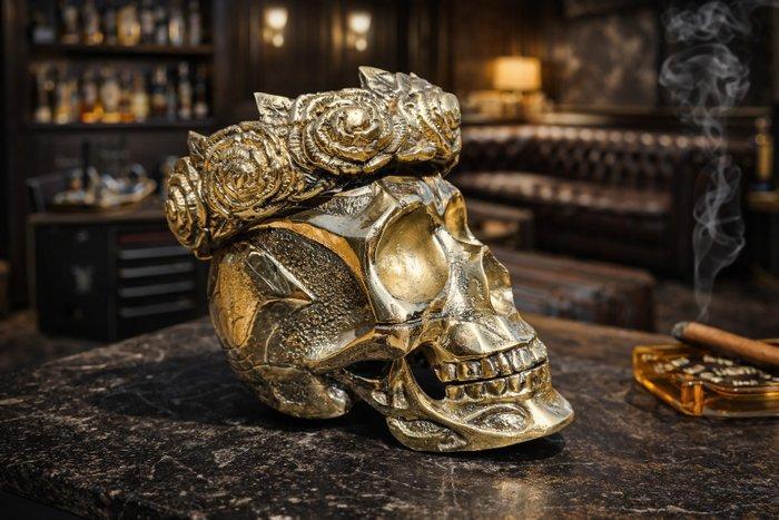 Figuur - Rose Skull - Messing, Antiek en Kunst, Kunst | Designobjecten