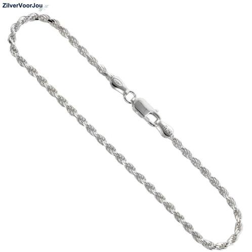 Zilveren rope armbandje 3 mm, Sieraden, Tassen en Uiterlijk, Armbanden, Nieuw, Verzenden