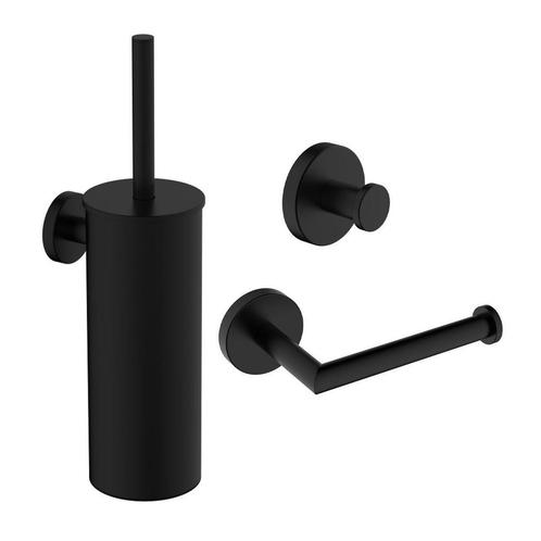 Toilet Accessoires Set Wiesbaden Alonzo Mat Zwart, Doe-het-zelf en Verbouw, Sanitair, Bad, Nieuw, Ophalen of Verzenden