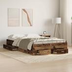 vidaXL Bedframe met lades bewerkt hout oud houtkleurig, Huis en Inrichting, Slaapkamer | Bedden, Bruin, Verzenden, Nieuw, Twijfelaar